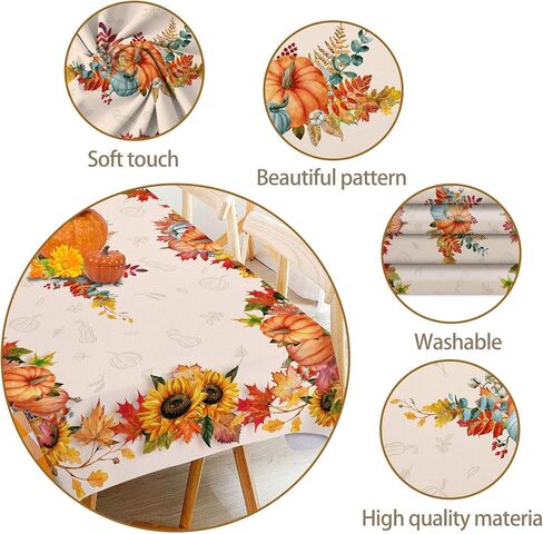Hexagram Fall Tablecloth, Buffalo Plaid Fall Decorations Indoor Tablecloth Rectangle 60x84 Inch, Fall Decor Pumpkin Table Cloth for Kitchen Dining Table Orange Thanksgiving Gifts in Saudi Arabia