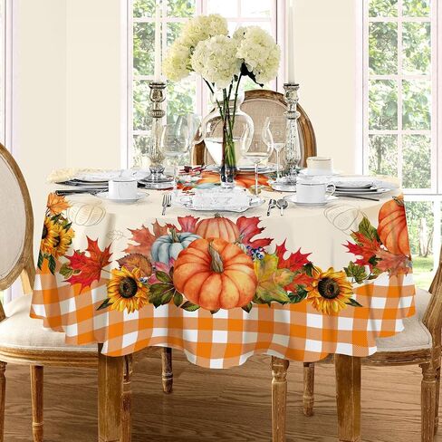 Hexagram Fall Tablecloth, Buffalo Plaid Fall Decorations Indoor Tablecloth Rectangle 60x84 Inch, Fall Decor Pumpkin Table Cloth for Kitchen Dining Table Orange Thanksgiving Gifts in Saudi Arabia