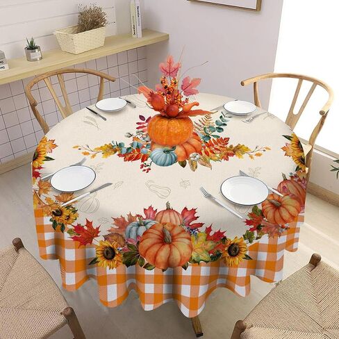 Hexagram Fall Tablecloth, Buffalo Plaid Fall Decorations Indoor Tablecloth Rectangle 60x84 Inch, Fall Decor Pumpkin Table Cloth for Kitchen Dining Table Orange Thanksgiving Gifts in Saudi Arabia