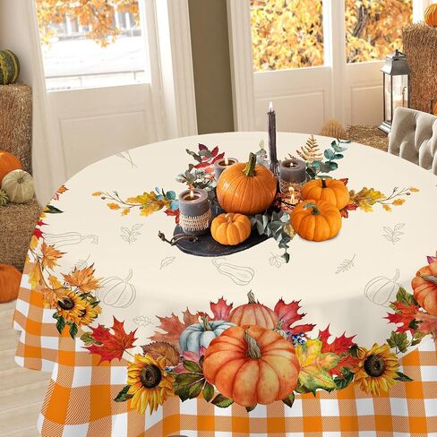 Hexagram Fall Tablecloth, Buffalo Plaid Fall Decorations Indoor Tablecloth Rectangle 60x84 Inch, Fall Decor Pumpkin Table Cloth for Kitchen Dining Table Orange Thanksgiving Gifts in Saudi Arabia