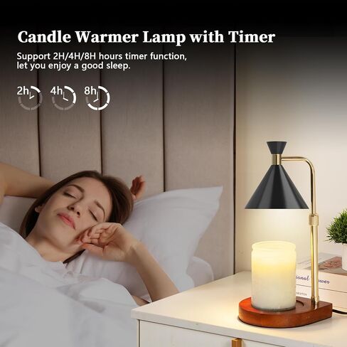 URBANVISTA Candle Warmer Lamp with Timer & Dimmer, Adjustable Wax Melt Warmer Modern Bedroom House Warming Gifts New Home Decor, 2 Bulbs Included (Black) in Saudi Arabia