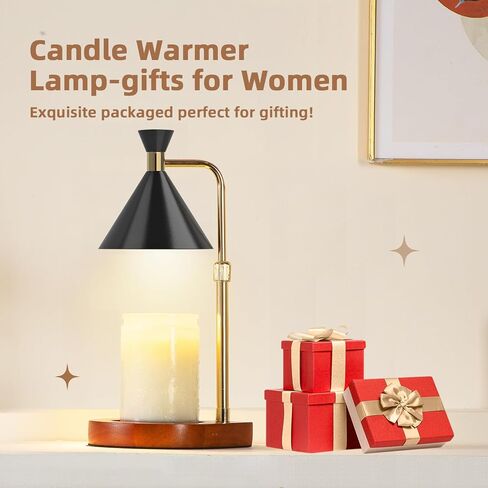 URBANVISTA Candle Warmer Lamp with Timer & Dimmer, Adjustable Wax Melt Warmer Modern Bedroom House Warming Gifts New Home Decor, 2 Bulbs Included (Black) in Saudi Arabia