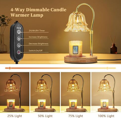 URBANVISTA Candle Warmer Lamp with Timer & Dimmer, Adjustable Wax Melt Warmer Modern Bedroom House Warming Gifts New Home Decor, 2 Bulbs Included (Black) in Saudi Arabia