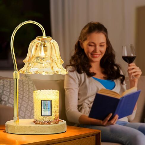 URBANVISTA Candle Warmer Lamp with Timer & Dimmer, Adjustable Wax Melt Warmer Modern Bedroom House Warming Gifts New Home Decor, 2 Bulbs Included (Black) in Saudi Arabia