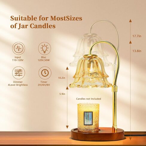 مصباح تدفئة الشموع من أوربانفيستا مع مؤقت وخافت، سخان ذوبان الشمع قابل للتعديل، هدايا تدفئة منزلية لغرفة النوم الحديثة، ديكور منزلي جديد، مصباحان متضمنان (أسود) in Kuwait