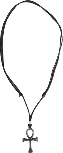 BlueRica Ankh Cross of Life Pendant on Adjustable Black Rope Cord Necklace (Chrome) in Saudi Arabia