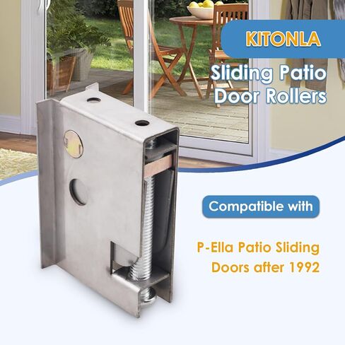 0C5Y00P0 2 حزمة من بكرات أبواب الفناء المنزلقة، متوافقة مع أبواب الفناء المنزلقة P-Ella، محمل عجلة كروية فولاذية 1-1/2 بوصة، ارتفاع الأسطوانة قابل للتعديل in Kuwait