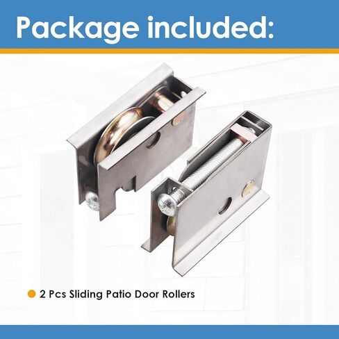 0C5Y00P0 2 حزمة من بكرات أبواب الفناء المنزلقة، متوافقة مع أبواب الفناء المنزلقة P-Ella، محمل عجلة كروية فولاذية 1-1/2 بوصة، ارتفاع الأسطوانة قابل للتعديل in Kuwait