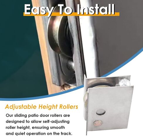 0C5Y00P0 2 حزمة من بكرات أبواب الفناء المنزلقة، متوافقة مع أبواب الفناء المنزلقة P-Ella، محمل عجلة كروية فولاذية 1-1/2 بوصة، ارتفاع الأسطوانة قابل للتعديل in Kuwait