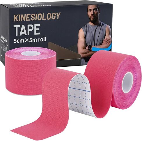Kinesiology Tape (2 Rolls) - Waterproof, Breathable, Hypoallergenic - Ideal for Muscle Support and Injury Recovery, 2 Inches x 16 Feet, Black in Saudi Arabia