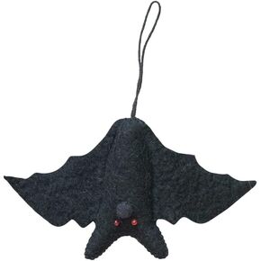 Creative Co-Op 7-1/2"L x 4-1/2"H Handmade Wool Felt Bat Ornament, Black