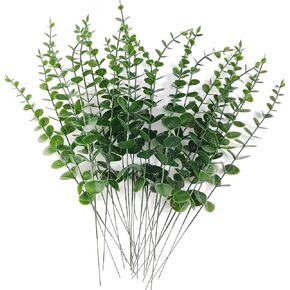 TIHOOD 25PCS Eucalyptus Stems Faux Greenery Artificial Eucalyptus Leaves Eucalyptus Decor Greenery Stems Faux Greenery Branches for Wedding Centerpiece Flowers Bouquet Farmhouse Home Decoration