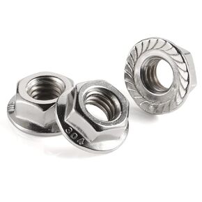 M6-1.0 Serrated Flange Nut Hex Lock Nuts, Stainless Steel 304, Bright Finish, Quantity 50