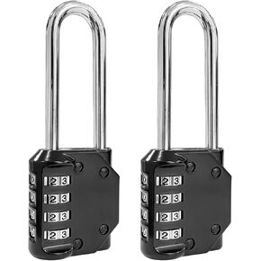 Sutekus Combination Lock 4 Digit Combination Padlock Waterproof Resettable Lock for School Gym Sports Locker, Fence, Toolbox, Case, Hasp Cabinet Storage, 2Pack (Long Shackle) in Kuwait