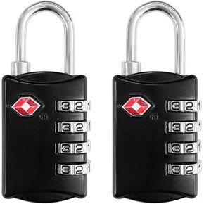 Sutekus Combination Lock 4 Digit Combination Padlock Waterproof Resettable Lock for School Gym Sports Locker, Fence, Toolbox, Case, Hasp Cabinet Storage, 2Pack (Long Shackle)