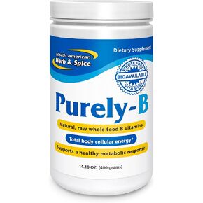 North American Herb & Spice Purely-B - 14.1 oz - Whole Food B Complex Concentrate - Natural Energy Source, Healthy Metabolic Response - Raw Chaga & Maca - Non-GMO - 28 Servings