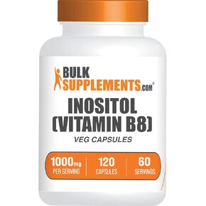 BulkSupplements.com Inositol Capsules - Inositol Supplement, Vitamin B8, Inositol 1000mg - for Overall Wellness, Gluten Free, 2 Capsules per Serving, 120 Capsules (Pack of 1)