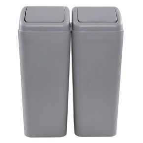 14 Liter Plastic Trash Can with Lid, Kitchen Bathrooom Office Garbage Bin Set of 2