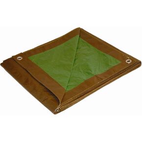 10x12 Multi-Purpose Brown/Green Medium Duty DRY TOP Poly Tarp (10'x12')