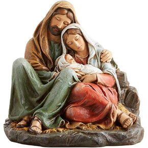 Avalon Gallery Christmas Figurines - Joseph and Mary with Jesus Tabletop Centerpiece Nativity Figurine, 6-Inch, Sleeping Holy Family