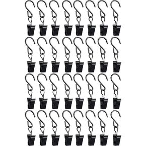 52 Pack Metal Curtain Clips, Small Hook Clips String Lights Clips Heavy-Duty Hooks for Curtain Photos Home Decoration Indoor Outdoor Art Craft Display, Black