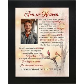 Son Memorial Shadow Box Loss of Son Picture Frame in Memory of Son Sympathy Gifts for Loss of Son in Heaven Son Remembrance Photo Shadow Box Frame TND13