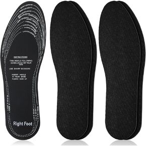 WLLHYF 2 Pairs Shoe Insoles Soft Latex Breathable Shoe Filler Replacement Non-Woven Fabric Shoe Pads Inserts for Women Men Kids Sneakers Flat Shoes, Trim to Fit (Black)