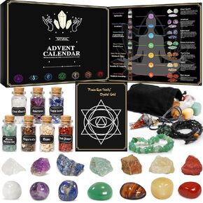 Crystal Advent Calendar 2024 Healing Crystal Natural Gemstone 24 Days Christmas Countdown Calendar for Adult
