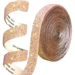 Self Adhesive Blue AB Rhinestone Ribbon Resin Rhinestones Strips，4 Yards Bling Crystal Ribbons Diamond Sticker Applicable to Christmas Wedding Birthday Party DIY Crafts (Blue AB)