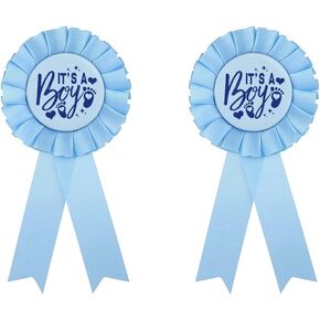 Gender Reveal badge pin, Its a boy Tinplate Badge Pin for Dad to be & Mom to be, Baby Shower Button New Mom Gifts Gender Reveals Party Baby; Blue Rosette Button Baby Celebration, Boy Blue