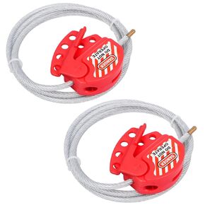 Lockout Tagout Cable Lock, 5/32" x 6.5ft Adjustable Steel Cable Lock with Vinyl Coating, Loto Cable for Lock Out Tag Out, Pack of 2
