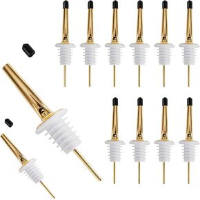 12 Pack Liquor Pourers Spouts for Liquor Bottles Black Bar Pour Spouts Liquor Pourers with Dust Caps Bottle Pourers for Alcohol, Speed Pourers for Liquor Bottles (Matte Black, 12 Pack)