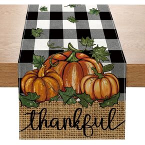 Hello Pumpkin Table Runner Fall Harvest Thanksgiving Autumn Indoor Outdoor Home Party Kitchen Table Decoration for Fall Decor 13 x 72 Inch
