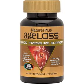Natures Plus AgeLoss Blood Pressure Support - 90 Tablets - with Trans-Resveratrol & 1200 mg of Whole Foods - Vegetarian, Gluten Free - 30 Servings
