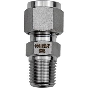 304 Stainless Steel Compression Fitting, 3/8" Tube OD x 1/4" NPT Male, Straight Adapter Connect with Double Ferrules (1/4 NPT x 3/8"OD)