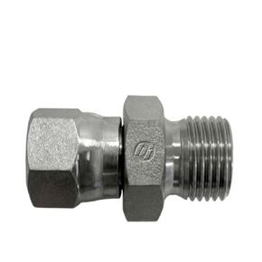 Brennan Industries 7022-08-06 Steel Straight Conversion Adapter Fitting, 3/4"-16 Female JIC Swivel x 3/8-19 Male BSPP