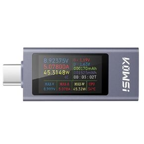 USB C Tester Power Mete DC 4-30V 0-12A Type-C PD QC 2.0 3.0 Current Voltage Capacity Phone Tester Power Detector Battery Test Working Time Ammeter Voltmeter Charger Detector