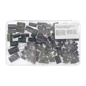 9 Values Total 157 Pieces 250V DIP Electrolytic Capacitor Kit 1uF 2.2uF 3.3uF 4.7uF 10uF 22uF 33uF 47uF 100uF