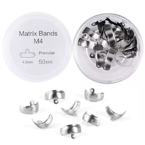 50PCS M4 Decidious Metal Sectional Matrix Band, Dental Sectional Contoured Matrices Matrix Bands, Metal Matrices 3.5mm, Smal