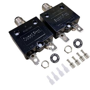 2 Pack 125/250V AC 32V DC Manual Reset Push Button Circuit Breaker 15 Amps, Thermal Overload Protector with Quick Connect Terminals 98 Series Circuit Breaker 15A