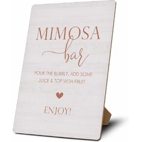 Mimosa Bar Sign, Mimosa Bar Supplies, Champagne Brunch Decor, Wooden Tabletop Sign With Stand, Mimosa Bar Decor For Bridal Shower Baby Shower Wedding Birthday Christmas Party, 16