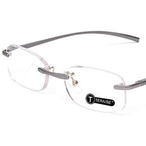 TERAISE Rimless Reading Glasses Spring Hinge Glasses for Reading with Cases Men and Women