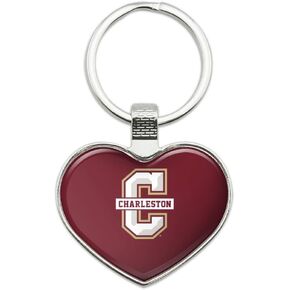 College of Charleston Cougars Logo Keychain Heart Love Metal Key Chain Ring
