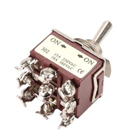 Toggle Switch, 5Pcs 9 Pin 2 Position Type Mini Toggle Switch 3PDT ON/ON 12mm 12mm 15A/250VAC 10A/380VAC, Shake Switch Button Switch for Automobile, Home Appliance