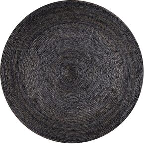 Handmade Natural Fiber Round Collection 2' Round Natural Handmade Boho Charm Farmhouse Jute Area Rug (Black)