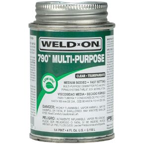 Weld-On 10260 790 أسمنت مذيب متعدد الأغراض ومتوسط ​​القوة وعالي القوة - سريع الإعداد ومنخفض المركبات العضوية المتطايرة، كهرماني فاتح، 1/4 باينت (4 أونصة سائلة)