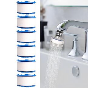 6Pcs Sink Water Filter Elements, Universal Sink Faucet Filter Elements, Sink Faucet Filter Removes Fluoride Hard Water, Water Filtration & Softeners,Faucet Sprayer Attachment