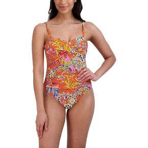 BCBGMAXAZRIA Women's Standard Twist Bandeau One Piece Swimsuit Tummy Control Quick Dry Bathing Suit