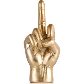 XMGZQ Gold Decor,Gold Gesture Statues and Sculptures,Gold Accent Decor.Gesture Hand Sculpture Finger Statues Classic Gold Knick Knacks Home Decor,Home Shelf Desk Decor Gifts for Familys & Friends