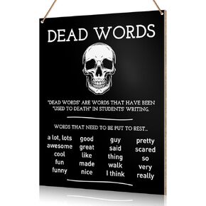 UDNADKEX English Classroom Wall Sign Hanging Decor, High School Middle School English Class Classroom Wooden Decor Writing Decoration, Gift for English Teacher